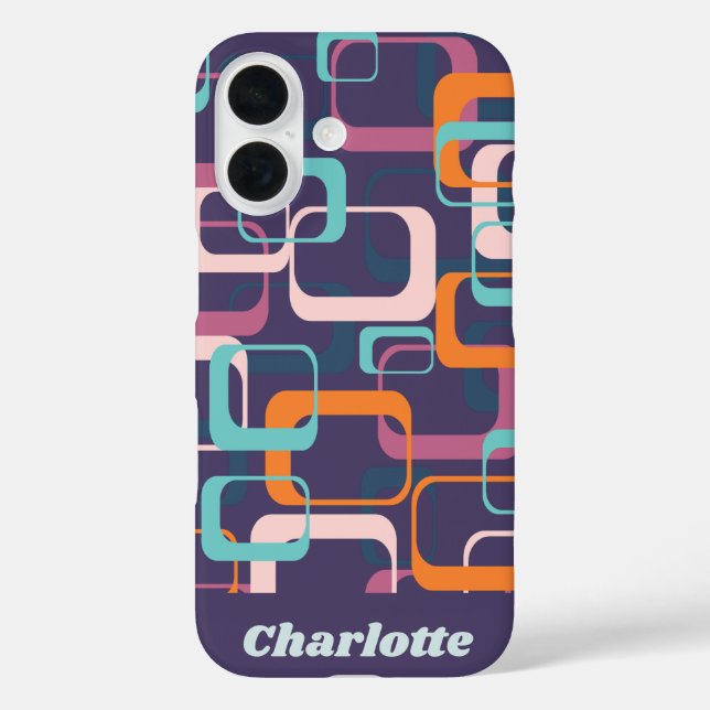 Retro Mid Century Shapes Purple Personalized Case-Mate iPhone Case (Back)