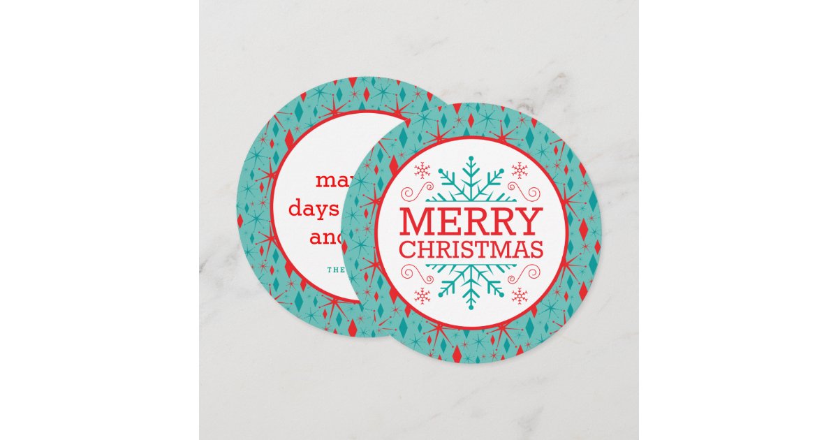 Retro Mid Century Starburst and Diamonds Christmas Holiday Card | Zazzle