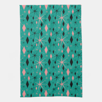 Retro Mid Century Starburst and Diamonds Dish Kitchen Towel