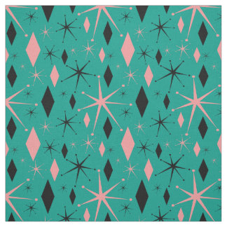 Retro Mid Century Starburst and Diamonds Fabric