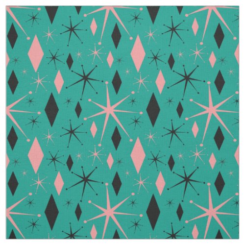 Retro Mid Century Starburst and Diamonds Fabric