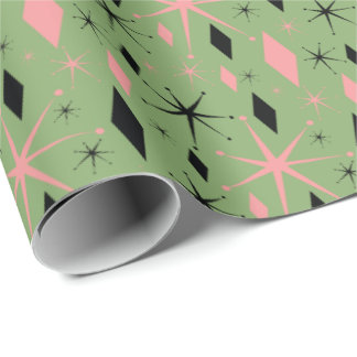 Retro Mid Century Starburst and Diamonds Wrapping Wrapping Paper