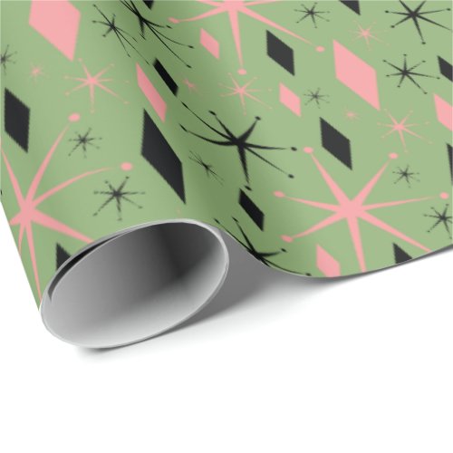 Retro Mid Century Starburst and Diamonds Wrapping  Wrapping Paper