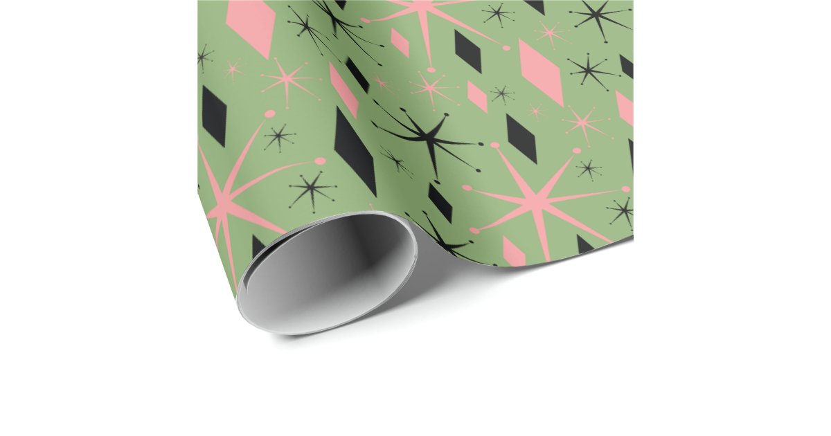 Retro Mid Century Starburst and Diamonds Wrapping Wrapping Paper | Zazzle