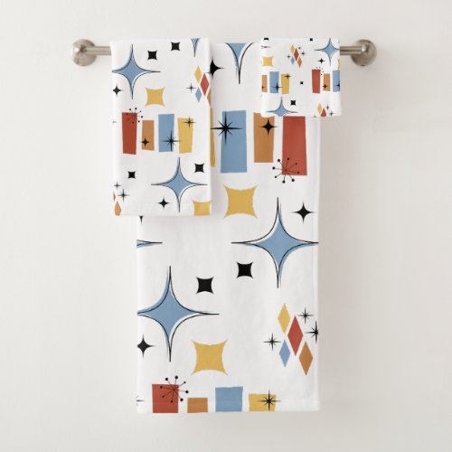 Retro Mid_Century Starburst Bath Towel Set