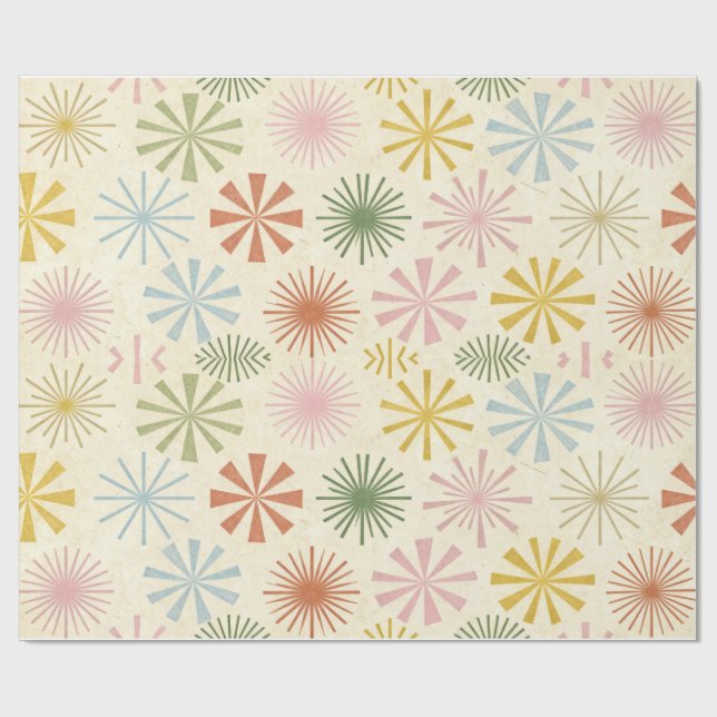 Retro Mid-Century Starburst Pattern Wrapping Paper (Flat)