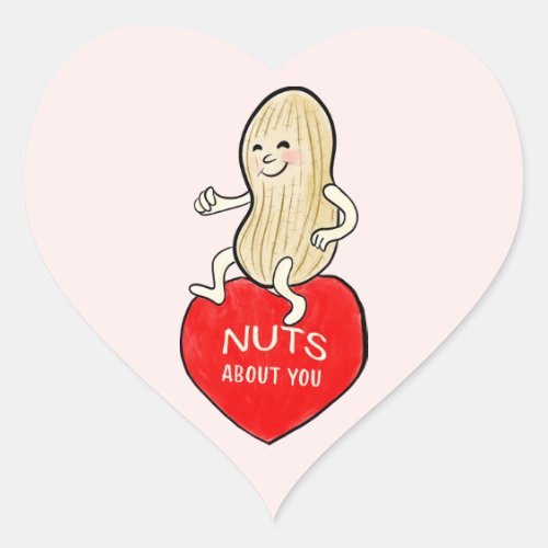 Retro Mid Century Style Nuts About You Valentine Heart Sticker