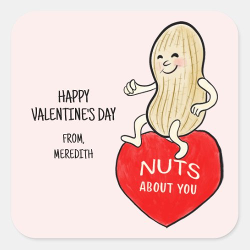 Retro Mid Century Style Nuts About You Valentine Square Sticker