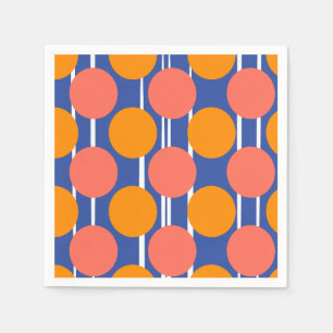 Retro Mid Century Style Orange Blue Polka Dot Part Napkins