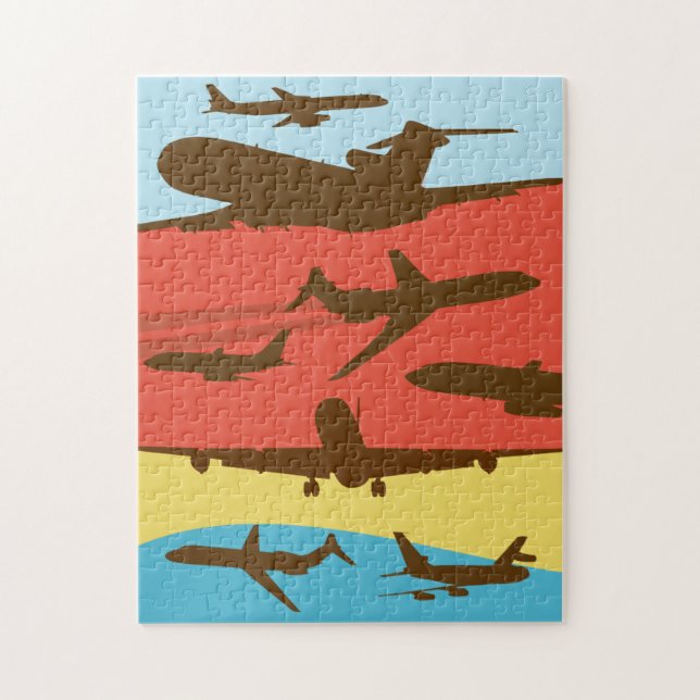 Retro Mid-Century Travel Airline Airplane Puzzle (Vertical)