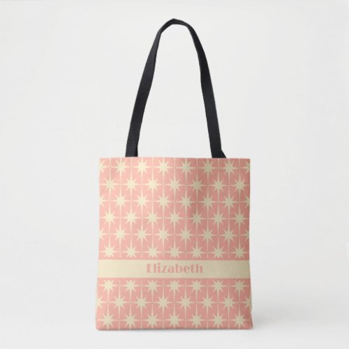 Retro Mid_century Vintage Atomic Stars Blush Pink Tote Bag