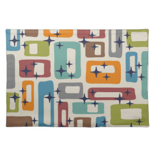 Retro Mid Mod Atomic Age Pattern Cloth Placemat
