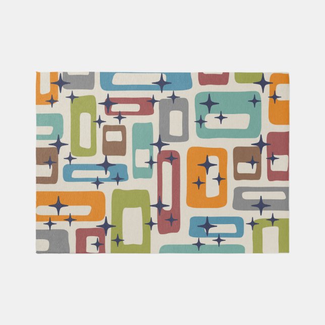 Retro Mid Mod Atomic Age Pattern Rug (Front)