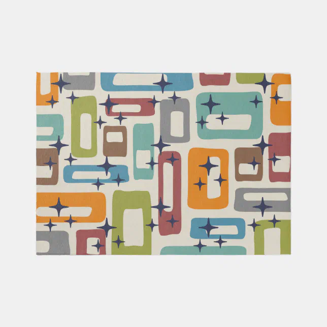 Retro Mid Mod Atomic Age Pattern Rug | Zazzle