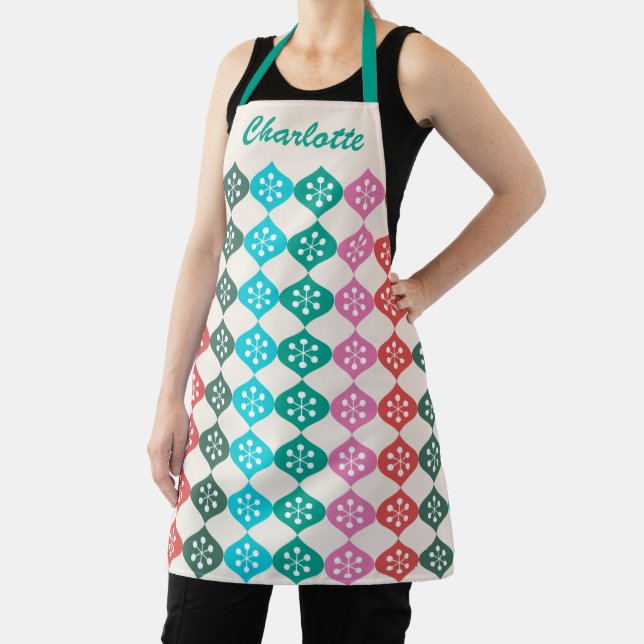 Retro Mid Mod Atomic Pattern Colorful Personalized Apron (Insitu)
