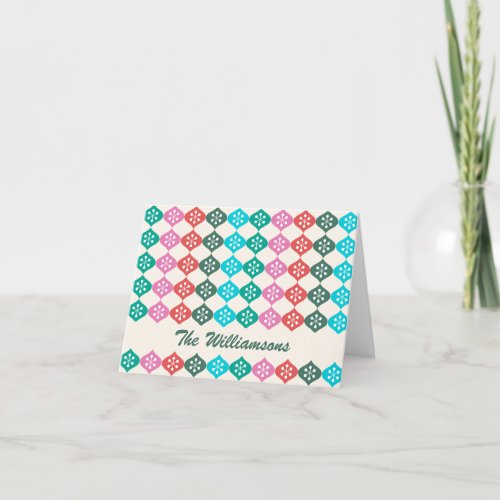 Retro Mid Mod Atomic Pattern Colorful Personalized Holiday Card