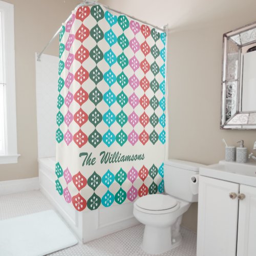 Retro Mid Mod Atomic Pattern Colorful Personalized Shower Curtain