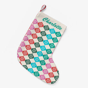Retro Mid Mod Atomic Pattern Colorful Personalized Small Christmas Stocking