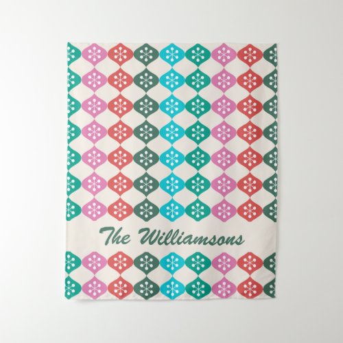 Retro Mid Mod Atomic Pattern Colorful Personalized Tapestry