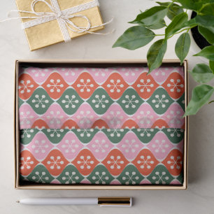 Retro Mid Mod Atomic Pattern Pink Green Christmas Tissue Paper