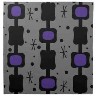 Retro Mid Mod Columns Boxes Indigo Cloth Napkin