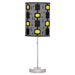 Retro Mid Mod Columns Boxes Yellow Table Lamp