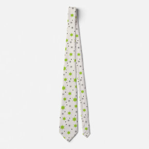 Retro Mid Mod Starburst Sky Chartreuse Neck Tie