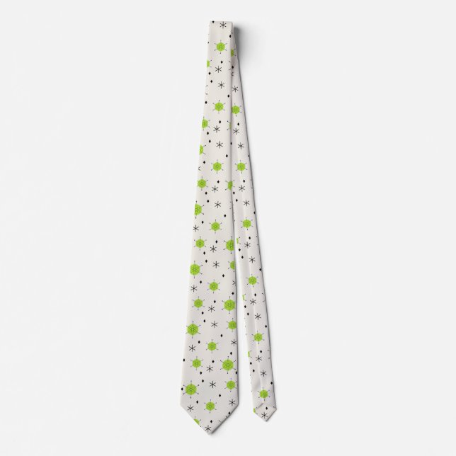 Retro Mid Mod Starburst Sky Chartreuse Neck Tie (Front)