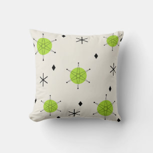 Retro Mid Mod Starburst Sky Chartreuse Throw Pillow