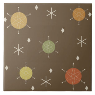 Retro Mid Mod Starburst Sky Multicolored Ceramic Tile