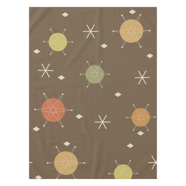 Retro Mid Mod Starburst Sky Multicolored Tablecloth (Front)