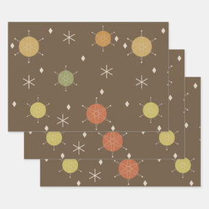 Retro Mid Mod Starburst Sky Multicolored Wrapping Paper Sheets