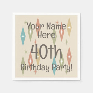 Retro Midcentury 40th Birthday Napkins