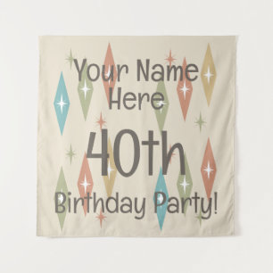 Retro Midcentury 40th Birthday Tapestry