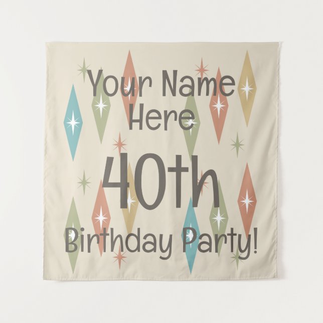 Retro Midcentury 40th Birthday Tapestry (Front)