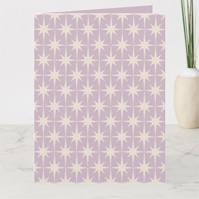 Retro Midcentury 50s Star Pattern in Lilac Card (Front)