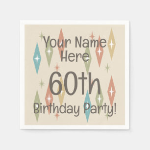 Retro Midcentury 60th Birthday Napkins
