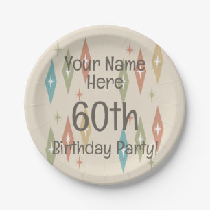 Retro Midcentury 60th Birthday Paper Plates