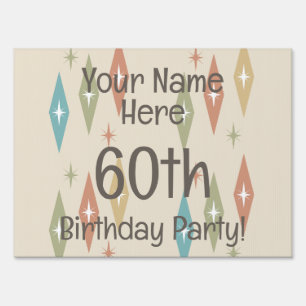 Retro Midcentury 60th Birthday Sign