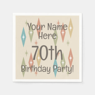 Retro Midcentury 70th Birthday Napkins