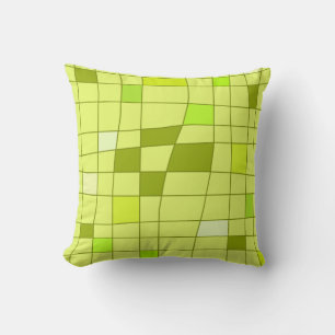 Retro Midcentury Art Warped Chartreuse Throw Pillow