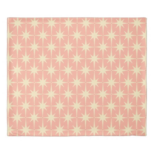 Retro Midcentury Atomic Star Pattern Blush Pink Duvet Cover