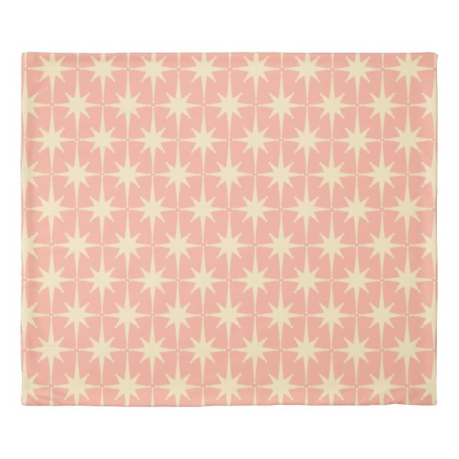 Retro Midcentury Atomic Star Pattern Blush Pink Duvet Cover (Front)