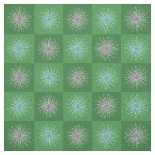 Retro Midcentury Christmas Starbursts Green Fabric