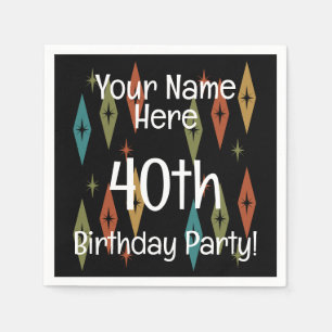 Retro Midcentury Custom Birthday Napkins