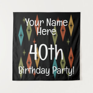 Retro Midcentury Custom Birthday Tapestry