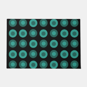 Retro MidCentury Dots Black Teal Doormat