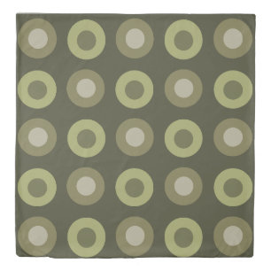 Retro MidCentury Dots Olive Green Duvet Cover