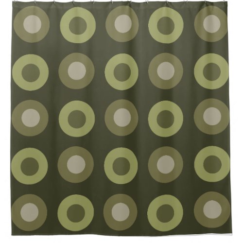 Retro MidCentury Dots Olive Green Shower Curtain