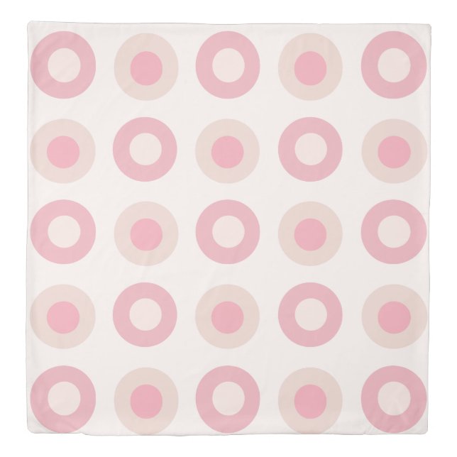 Retro MidCentury Dots Pink Vanilla Duvet Cover (Front)